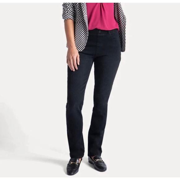 Betabrand Black Pull on Straight Boot Cut Jeans 2XL - Picture 1 of 8